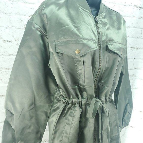 Gap Womens Olive Green Front Pockets Full Zip Utility Trench Coat Size XS - Picture 3 of 15
